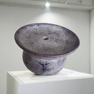 Vintage Signed Studio Art Pottery Candle Holder - Dancer Moon Star 4-1/2" Dia.